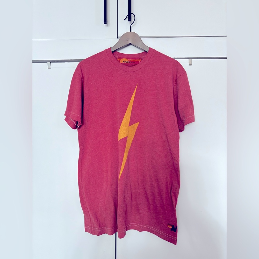 Aviator Nation Red Heather Bolt Tee - Size L